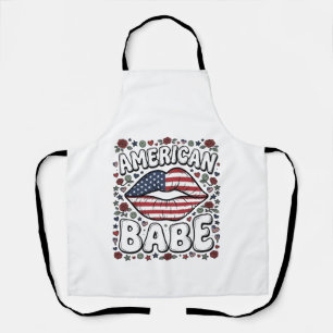 American Babe Patriotic Vintage Engraving Design_1 Apron