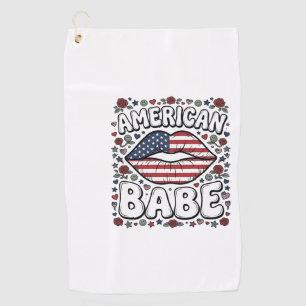 American Babe Patriotic Vintage Engraving Design_1 Golf Towel