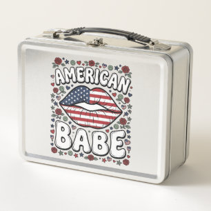 American Babe Patriotic Vintage Engraving Design_1 Metal Lunch Box