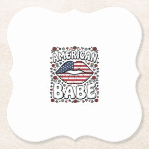 American Babe Patriotic Vintage Engraving Design_1 Paper Coaster