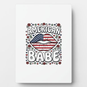 American Babe Patriotic Vintage Engraving Design_1 Plaque