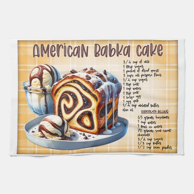 American Babka Cake Recipe Tea Towel (Horizontal)