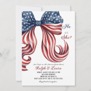American Baby Bow Gender Reveal  Invitation