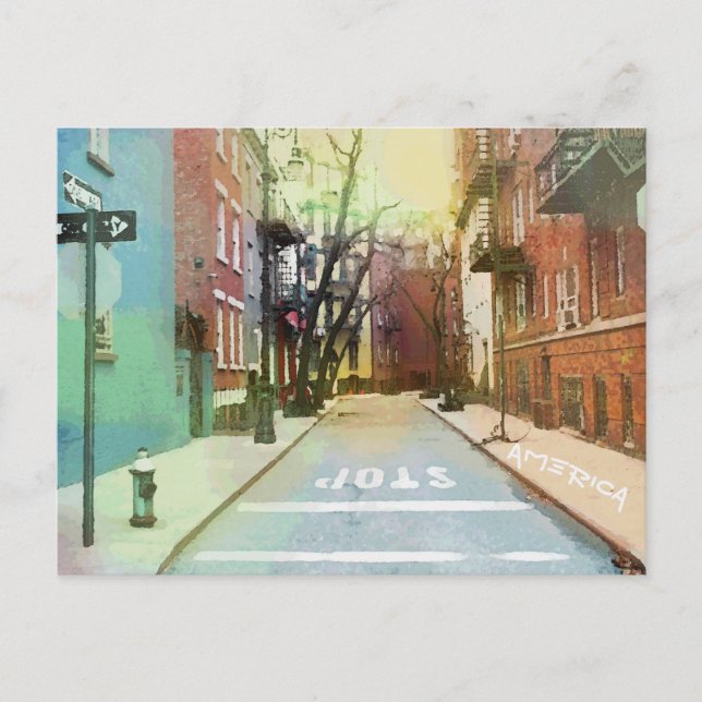 American Backstreets Scene Urban Pop Art Postcard (Front)