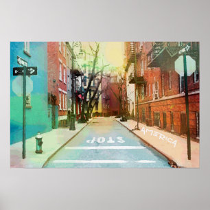 American Backstreets Scene Urban Pop Art  Poster