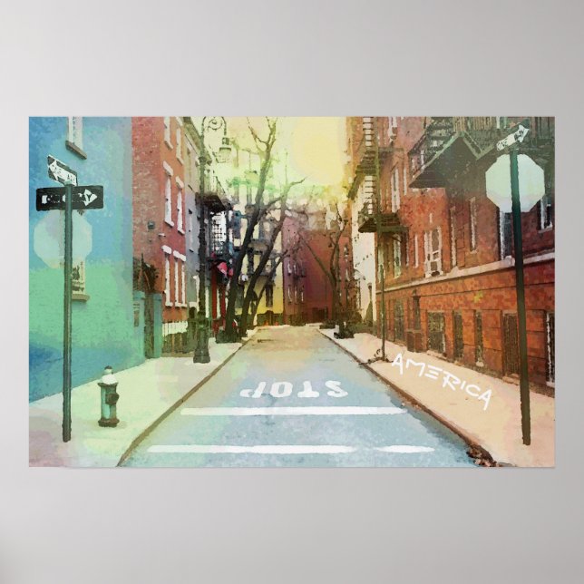 American Backstreets Scene Urban Pop Art  Poster (Front)