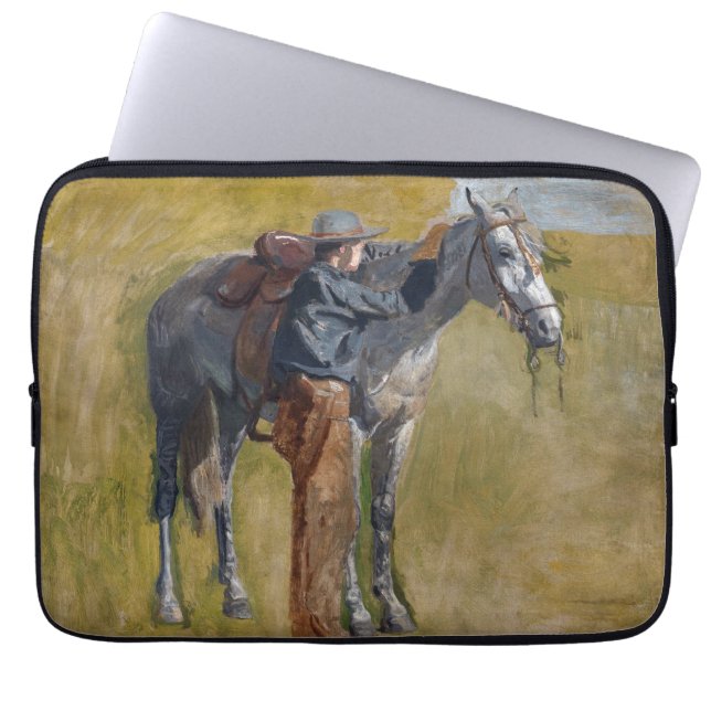 American Badlands: Old West Cowboy with Horse Laptop Sleeve (Front)