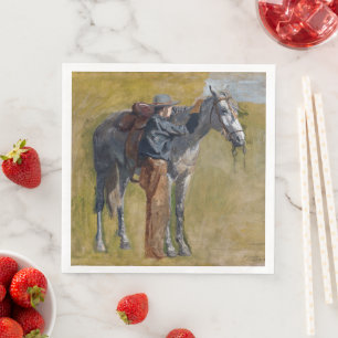 American Badlands: Old West Cowboy with Horse Napkin
