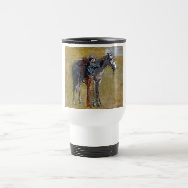 American Badlands: Old West Cowboy with Horse Travel Mug (Center)