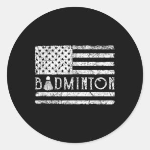 American Badminton Usa Flag Shuttles Funny Patriot Classic Round Sticker