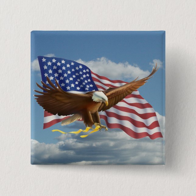 American Bald Eagle 15 Cm Square Badge (Front)