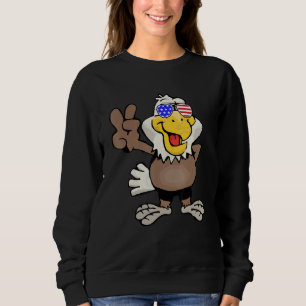 American Bald Eagle 4th of July Peace Sign Bird Lo Sweatshirt