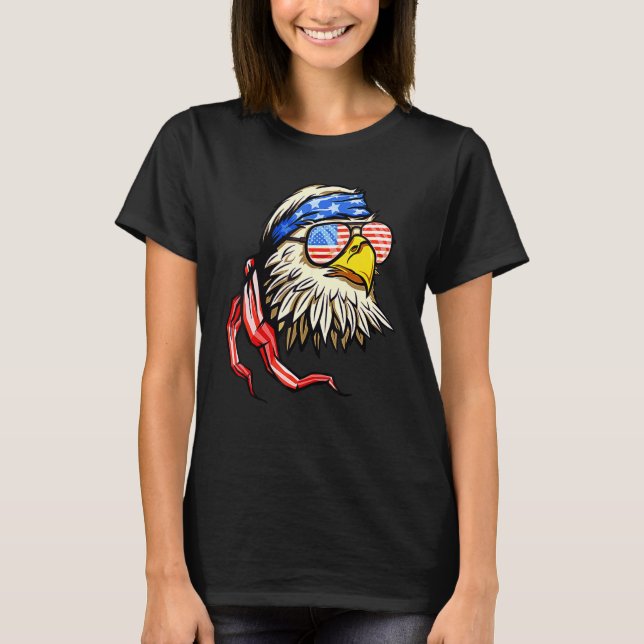 American Bald Eagle 4th Of July  Usa Patriotic Ani T-Shirt (Front)