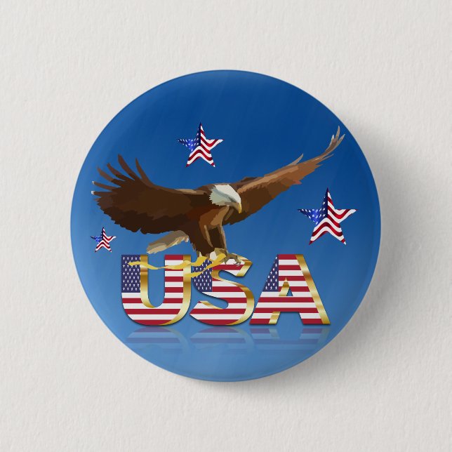American bald eagle 6 cm round badge (Front)
