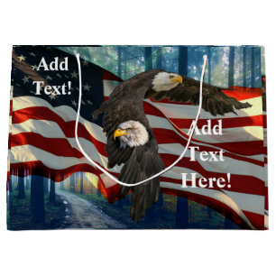 American Bald Eagle American Flag  Large Gift Bag