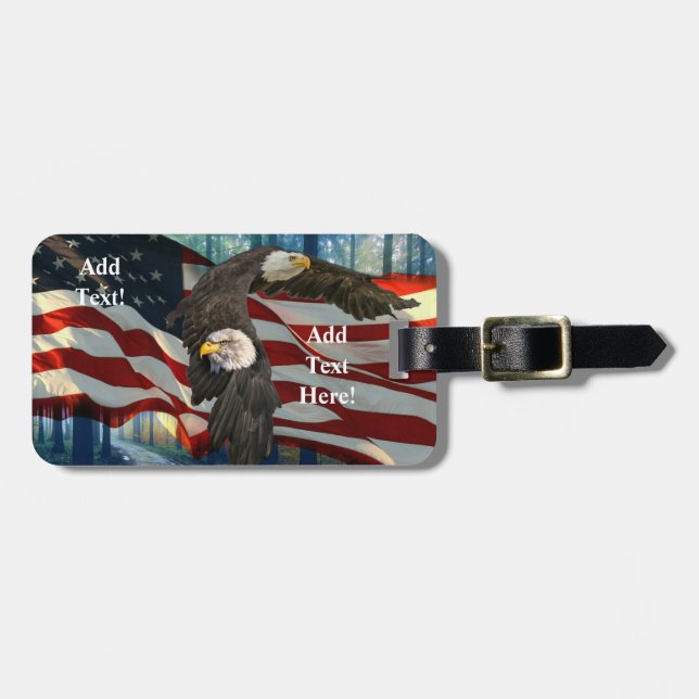 American Bald Eagle American Flag  Luggage Tag (Front Horizontal)