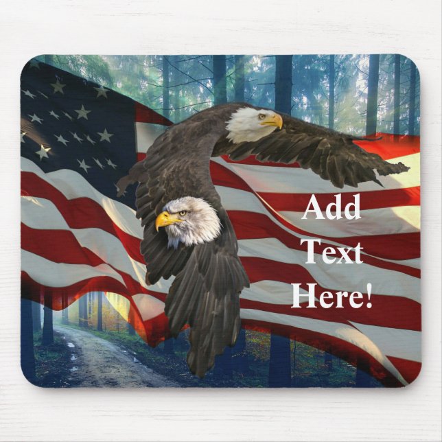 American Bald Eagle American Flag Mouse Mat (Front)