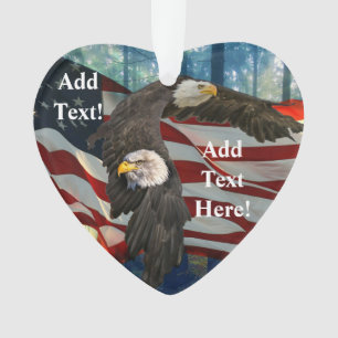 American Bald Eagle American Flag Ornament