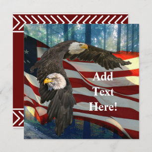 American Bald Eagle American Flag Save The Date
