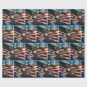American Bald Eagle American Flag Wrapping Paper
