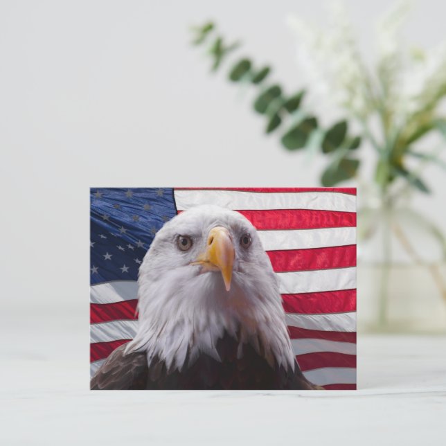 American Bald eagle and American Flag Postcard (Standing Front)