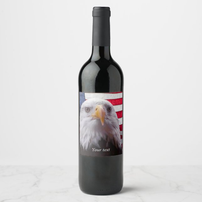 American Bald eagle and American Flag Wine Label (Front)