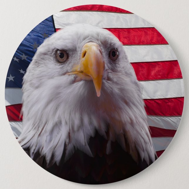 American Bald eagle and flag 6 Cm Round Badge (Front)