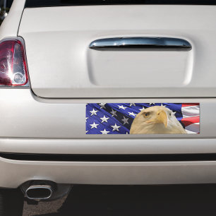 American Bald Eagle and Flag Bumper Sticker