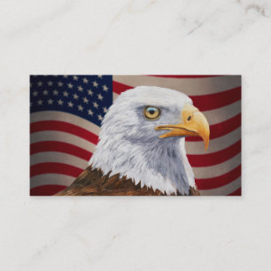 American Bald Eagle and Flag Business Card