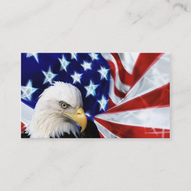 American Bald Eagle and Flag Business cards (Front)