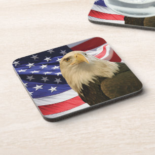 American Bald Eagle and Flag Coaster