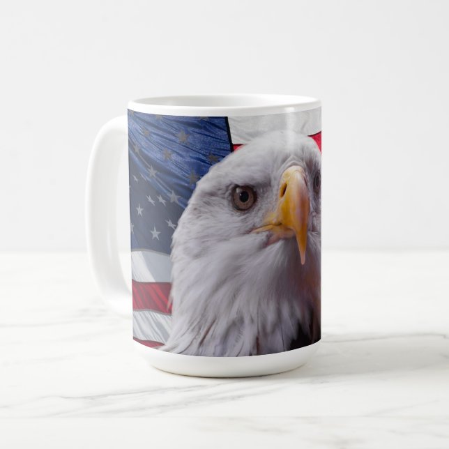 American bald eagle and Flag Coffee Mug (Front Left)