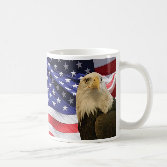 American Bald Eagle and Flag Coffee Mug (Right)