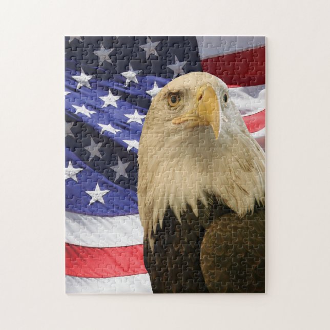 American Bald Eagle and Flag Jigsaw Puzzle (Vertical)