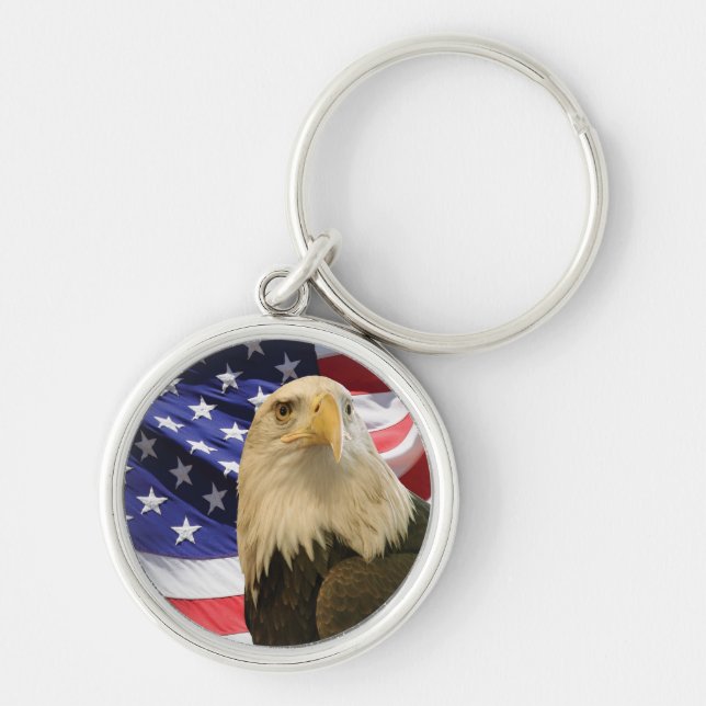 American Bald Eagle and Flag Key Ring (Front)