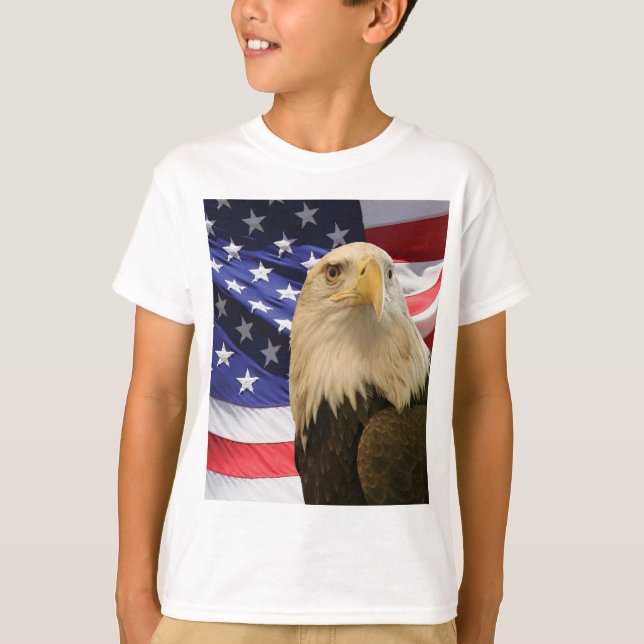 American Bald Eagle and Flag T-Shirt (Front)