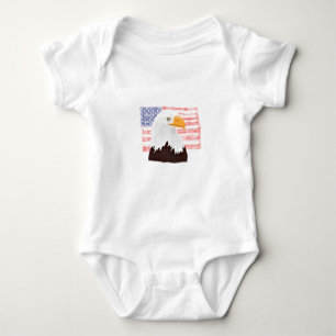 American Bald Eagle and Flag - transparent. Baby Bodysuit
