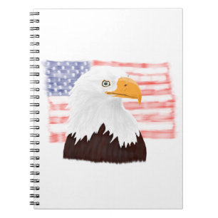 American Bald Eagle and Flag - transparent white. Notebook