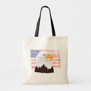 American Bald Eagle and Flag - transparent white. Tote Bag