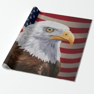 American Bald Eagle and Flag Wrapping Paper