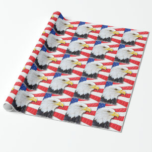 American Bald Eagle and Flag Wrapping Paper