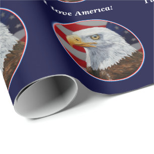 American Bald Eagle and Flag Wrapping Paper