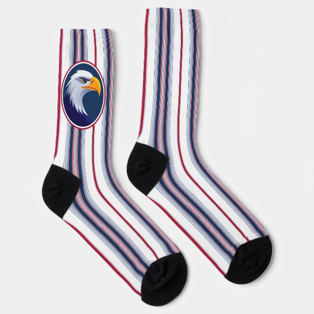 American Bald Eagle and Patriotic Pencil Stripes Socks (Right)