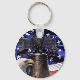 American Bald Eagle, Bell and Flag Key Ring