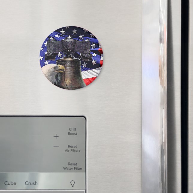 American Bald Eagle, Bell and Flag Magnet (In Situ (Fridge))
