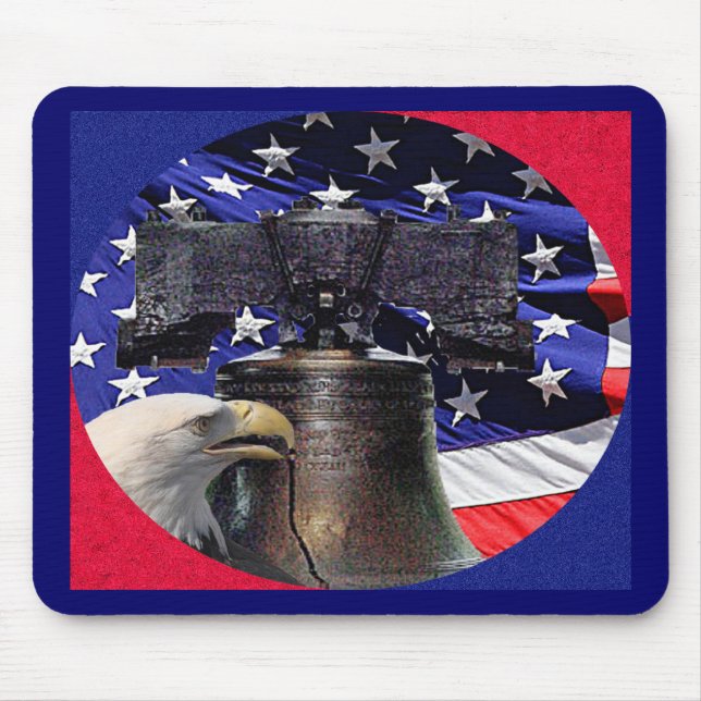 American Bald Eagle, Bell and Flag Mouse Mat (Front)
