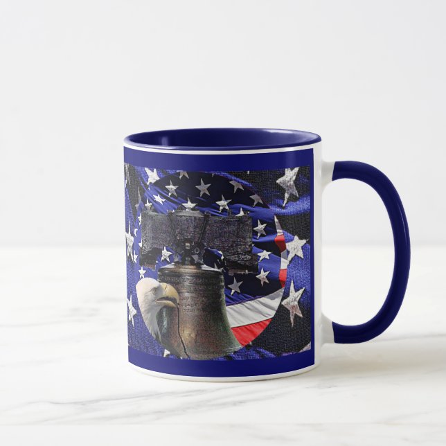 American Bald Eagle, Bell and Flag Mug (Right)