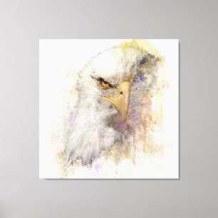 American Bald Eagle Bird Of Prey Watercolor Canvas Print