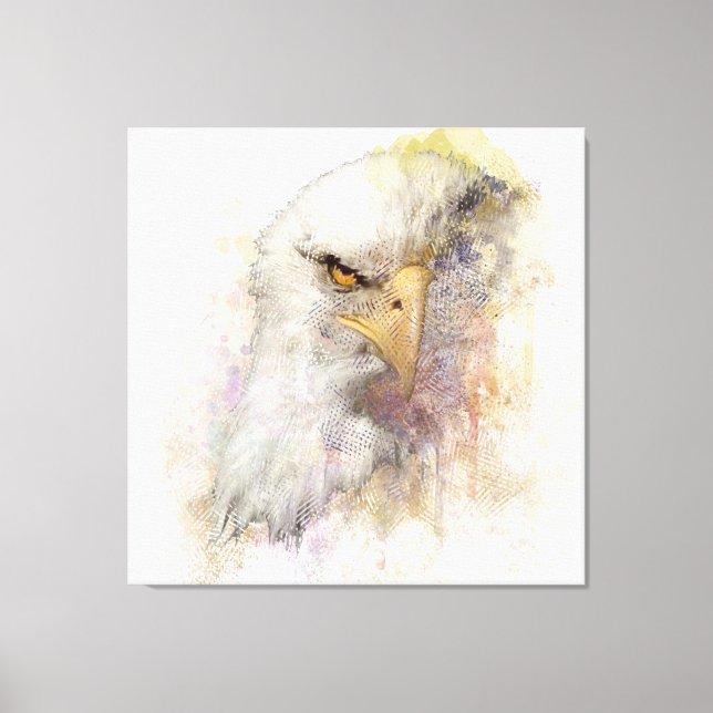 American Bald Eagle Bird Of Prey Watercolor  Canvas Print (Front)