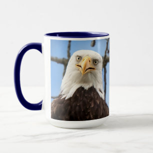 American Bald Eagle Face Wildlife Funny Blue Mug